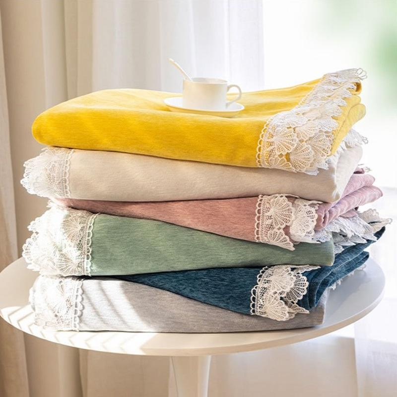 Anti-cat Stretches Sofa Towel Full Cover Chenille Lace Edge Knee Blanket Four Seasons Sofa Slipcover for Home Decor Nap Blanket