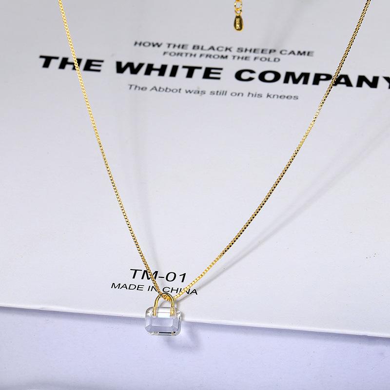 Изысканная Простая Популярная Циркониевая Цепочка на Ключицу Подвеска в Виде Прозрачной Сумочки Цепочка на Ключицу Дикая Вечеринка Женские Украшения