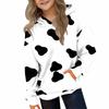 Kids Hooded Cow Print Pullover Sweatshirt for Boys Girls with Pockets Loose Fit
