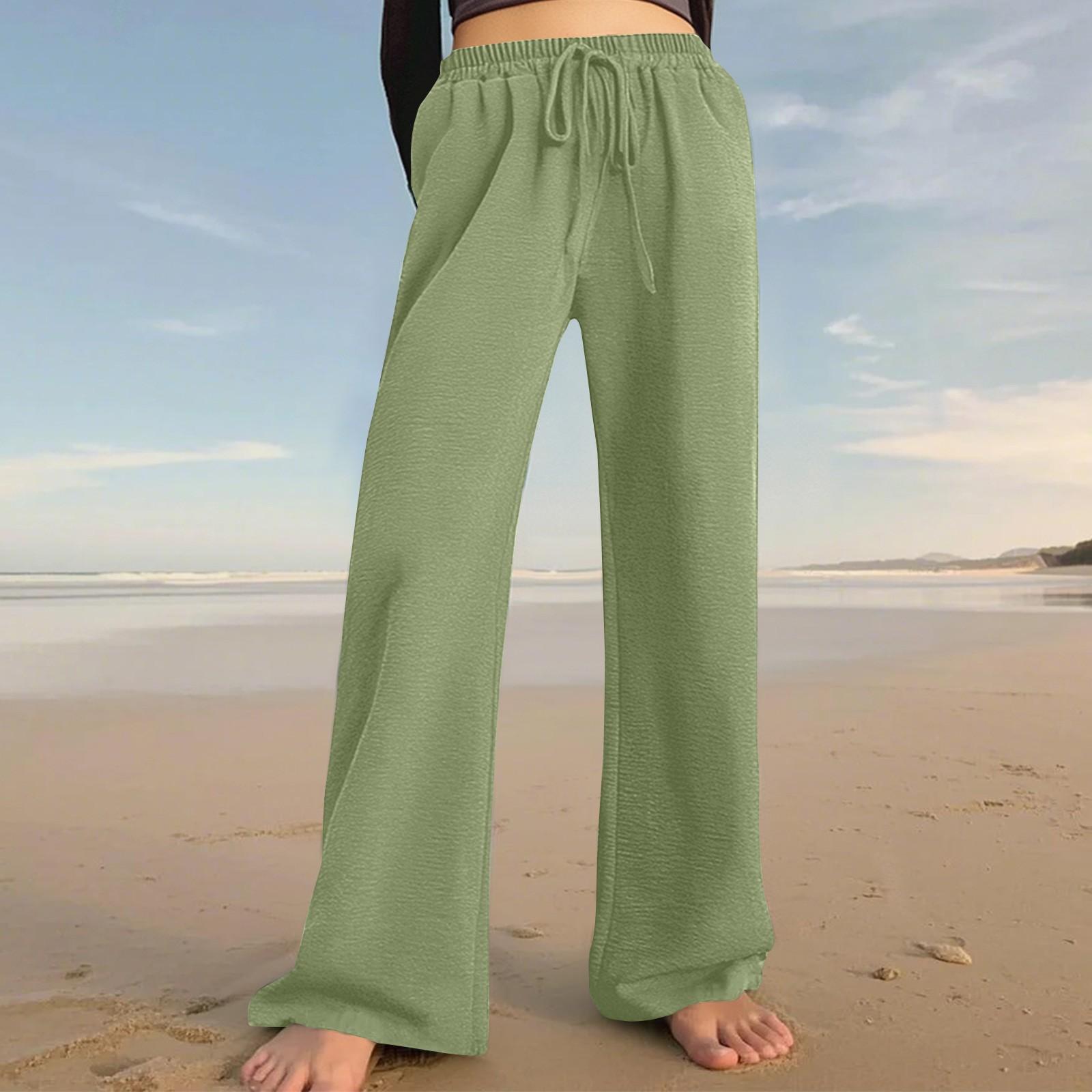 

Женские универсальные однотонные широкие брюки на шнурке Широкие брюки Повседневные брюки S