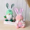 Chaoya Easter Fabric Faceless Bunny Couple Dolls Knitted Hat Decoration Figurines