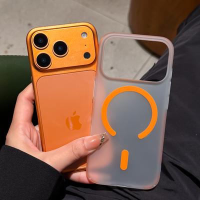 Coque de téléphone rigide en PC ultra-fine, mate, translucide, nano, de luxe, pour iPhone 17 Air 16 15 14 Pro Max, avec couvercle pour charge sans fil Magsafe
