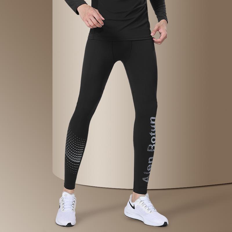 Men's Fleece-Lined Winter Base Layer Pants: High Elasticity, Quick-Drying, Warm, Tight-Fitting, Ideal for Yoga, Training, and Outdoor Sports.