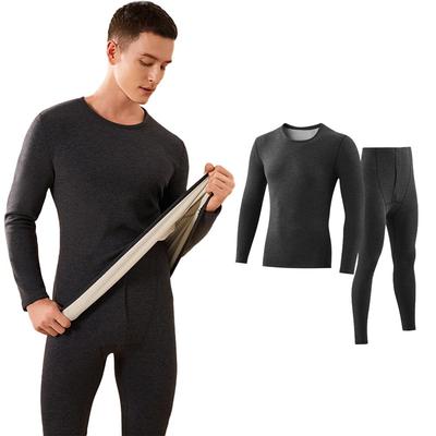 Karsaer Winter Warm Innerwear Crew Neck Long Sleeve Top and Bottom Thermal Innerwear with Fleece Medium and Stretchy and Gentle On the Men's Set,
