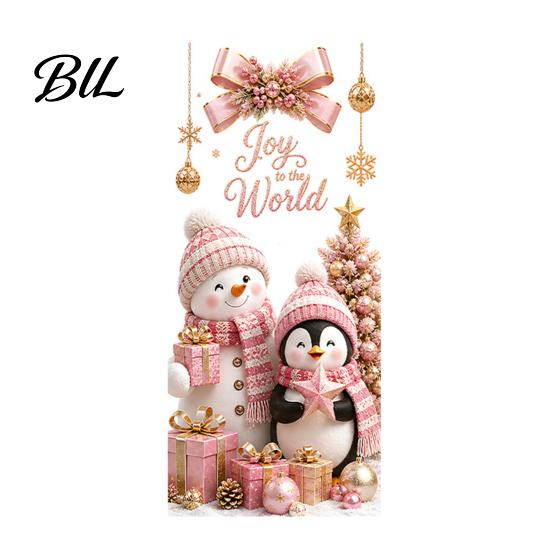 Holiday Glass Clings Christmas Window Clings, Cute Snowman Santa Penguin Reindeer Stickers for Home Decoration Glass, Reusable Static PVC Decal Party