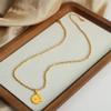 Embossed Star Moon Round Brand Pendant Necklace Titanium Steel 18K Gold O-Chain Niche Temperament Versatile Collarbone Chain Jewelry