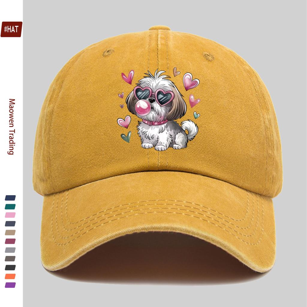 Pc Cute Bulldog with HeartShaped Fashion Glasses Print Baseball Cap with Love Heart Print Design Sun Hat Comfortable And Light