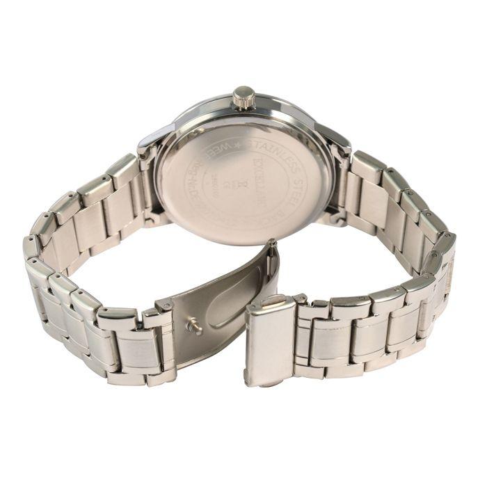 Montre - EXCELLANC - SL28 - Boîtier 41 mm - Bracelet métal argenté 20 mm - Date &amp; aiguilles luminescentes