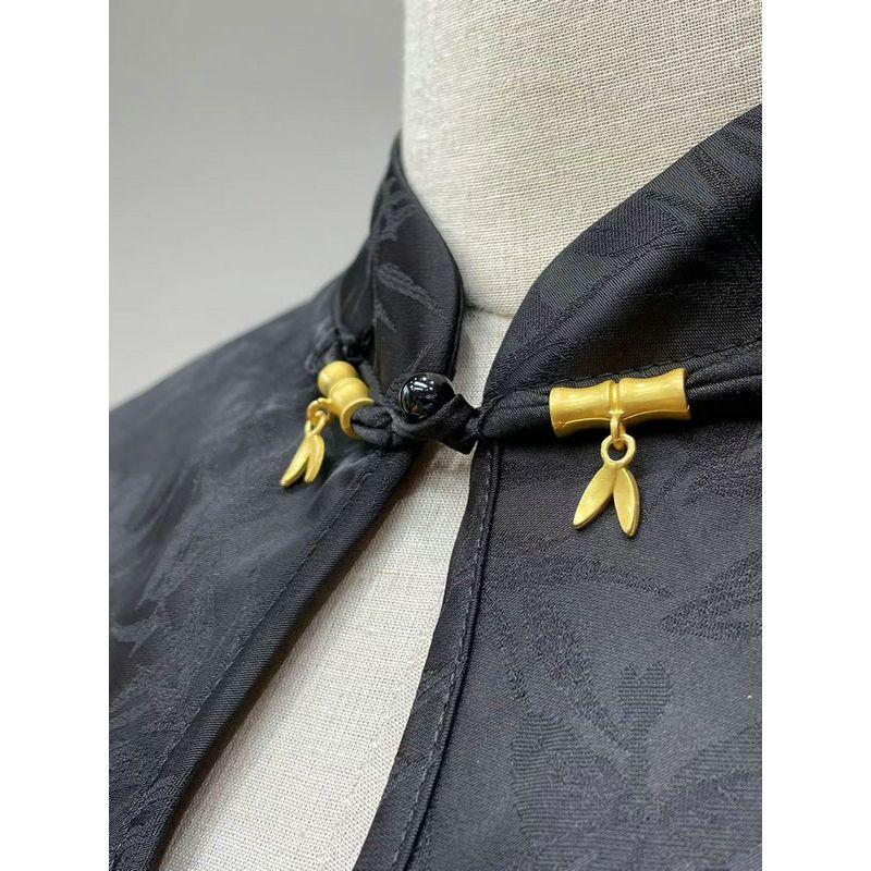 2024 Autumn New Cold Style Improved Cheongsam New Chinese Exquisite Buckle Short sleeve Side Slit Dress