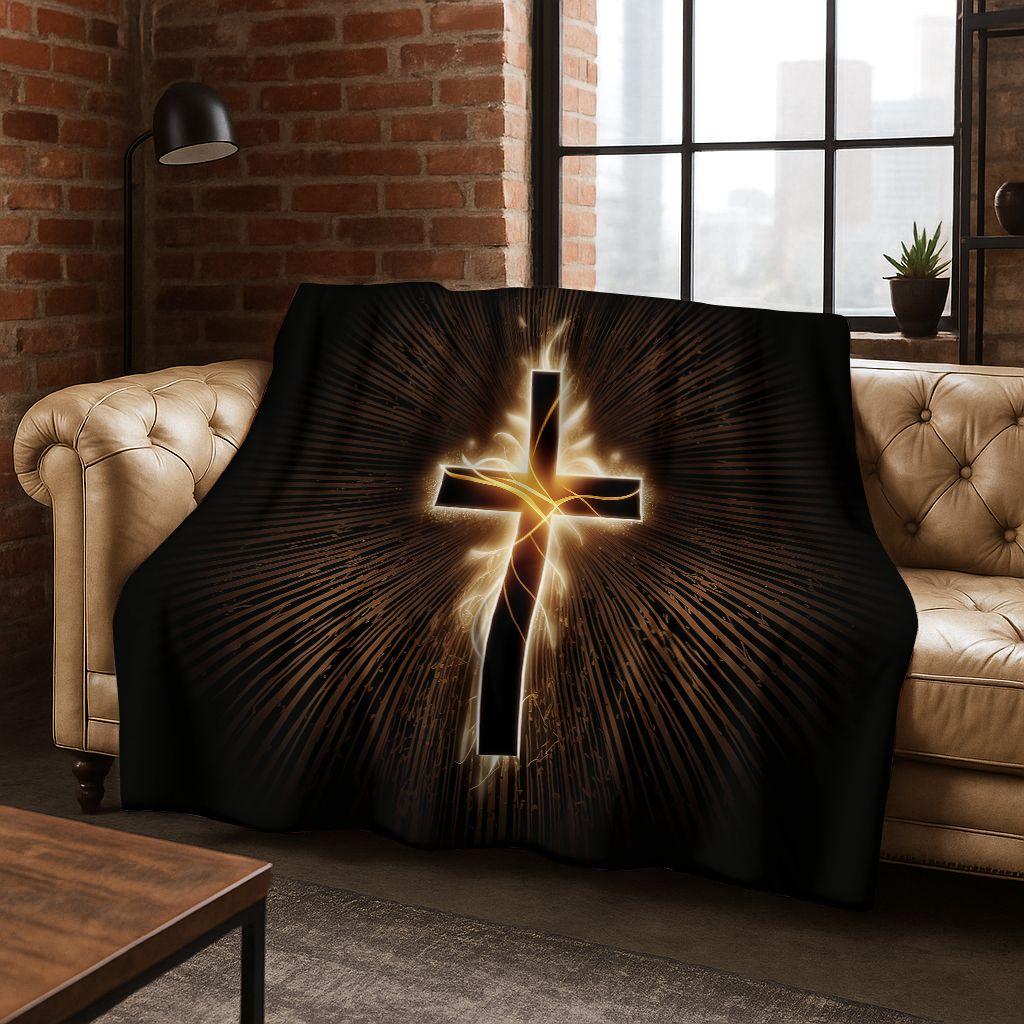 New Belief Cross Holy Bible Pray Jesus Flannel Blanket,Cozy Soft Throw Blanket for Home Bedroom Bed Sofa Picnic Cover Kids Gift