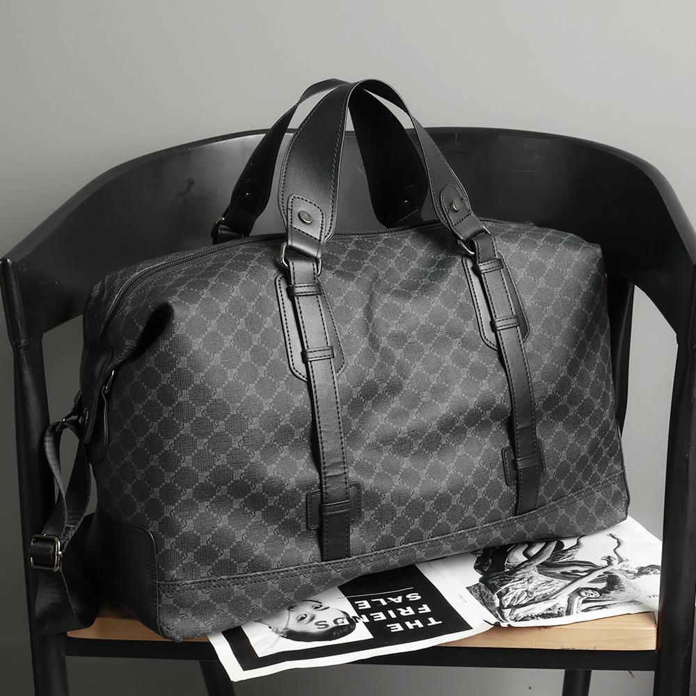 Patterned Plaid Travel Bag Korean Version Men'S Bag Casual Shoulder Bag Handbag Fitness Bag Trendy Bag