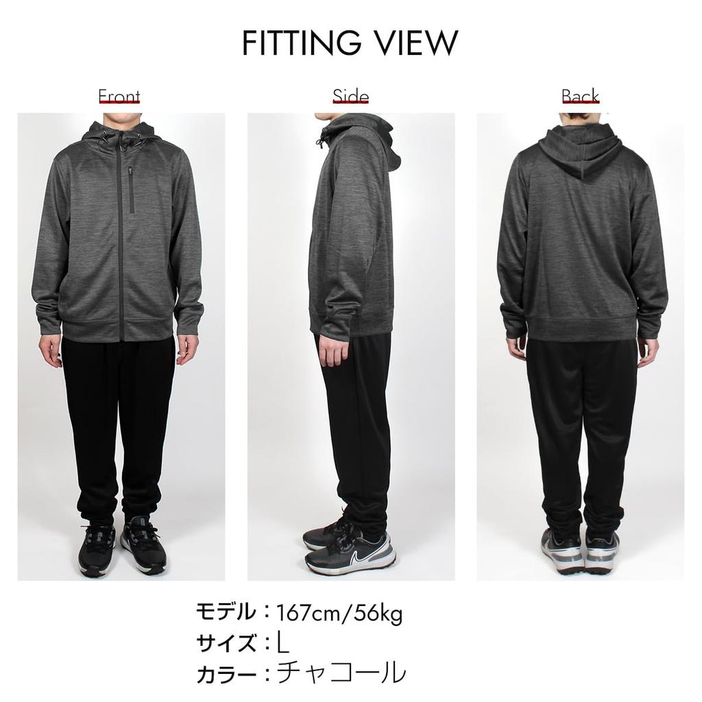 Stayland Hooded Jersey Stretch Full 6 Pockets Men's Set, Fabric, Zipper, (JP, Alphabet, 5L, Charcoal)