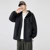 Frühling und Herbst Übergröße Locker Herren Kapuzenjacke 3-in-1 Outdoorjacke Dicke Amerikanische Jacke