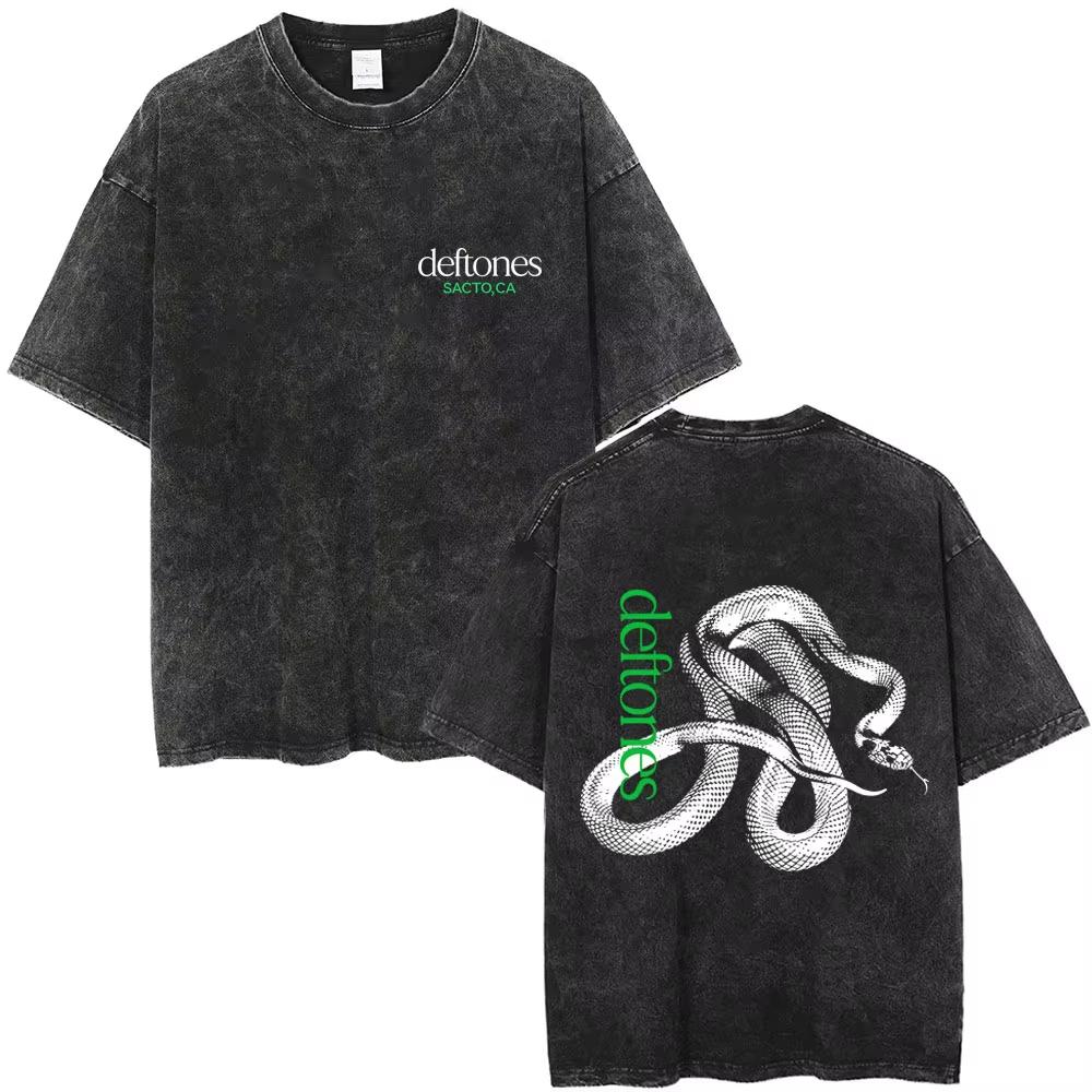 Washed Vintage Alternative Heavy Metal Rock Band Deftones Private Music Snake Graphic Tshirt Men Women Cotton Oversized TShirts L