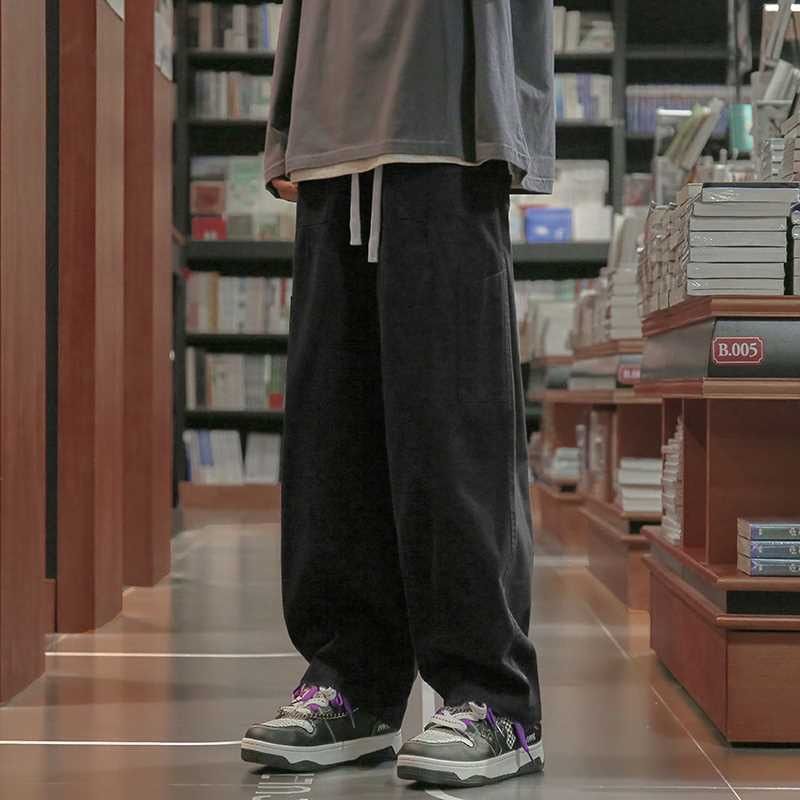 Fashionable Japanese Trendy Workwear Pants for Men In Autumn American Retro Casual Loose Straight Wide-leg Versatile Trousers