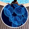 Jellyfish Round Beach Towel Microfiber Absorbent Quick Dry Sand Free Picnic Mat for Bathroom Pool Surf Travel Outdoor Meditation