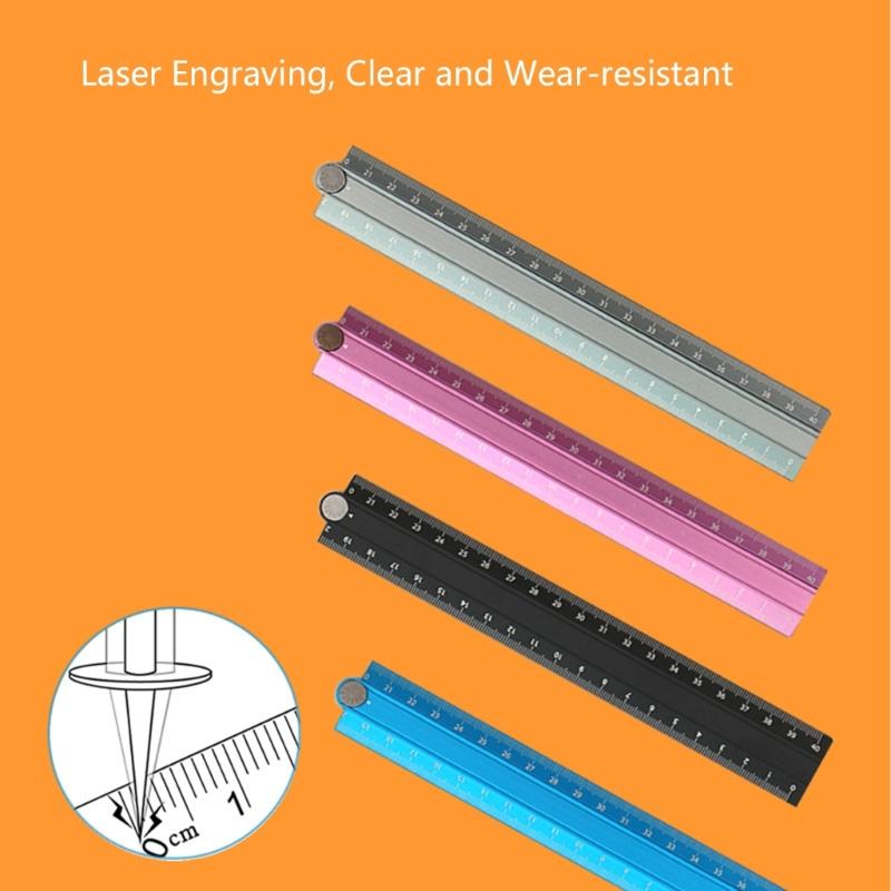 Scale-Lined Foldable Ruler with Metal Body and Center Joint for Drawing, Measuring, and Positioning Craft Layouts