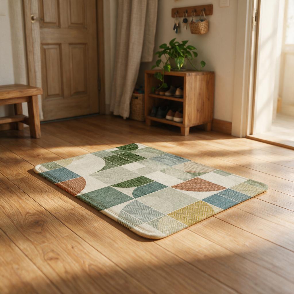 Abstract Geometric Pattern Area Rug Mat for Living Room Entryway Boho Decor Washable Modern Stylish Accent Floor Runner Mat