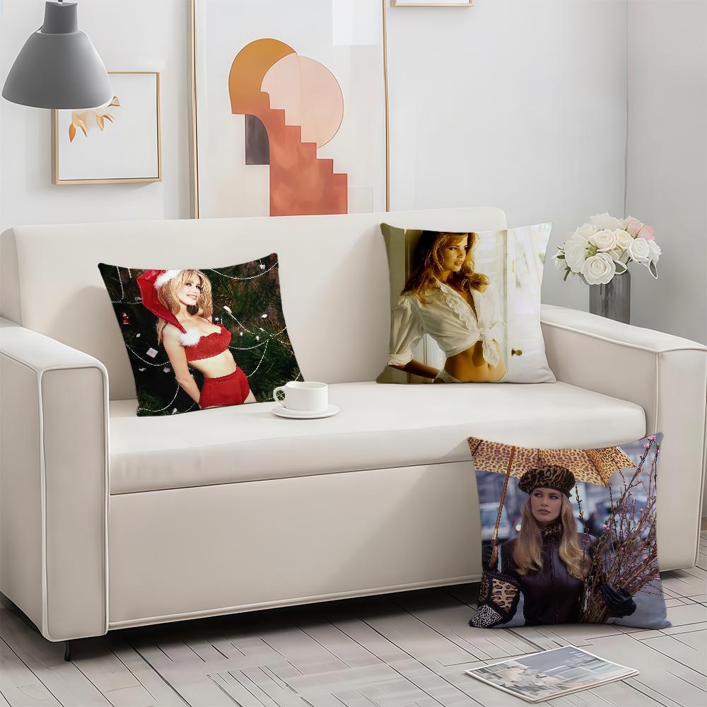 Model CClaudia Schiffer cushion cover Birthday Anniversary Gifts Double Sided Printed Zipper Cushion Cover Soft Skin Bedding