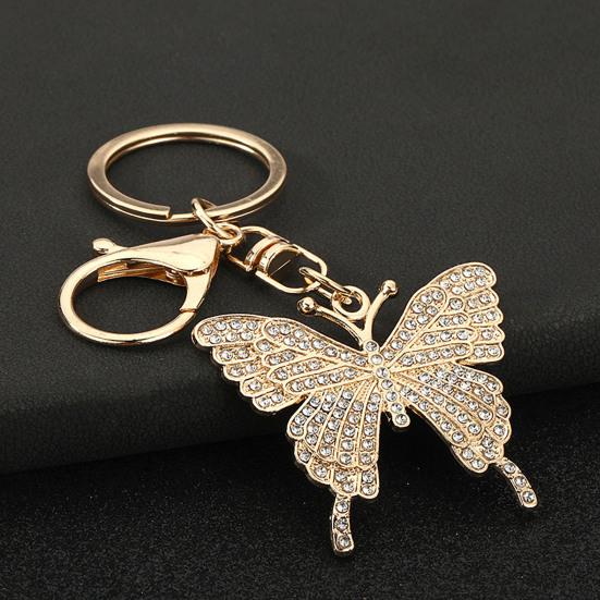 Keychain Pendant Sparkling Rhinestones Butterfly Charm Key Chain with Lobster Clasp Electroplated Key Holder Bag Accessory