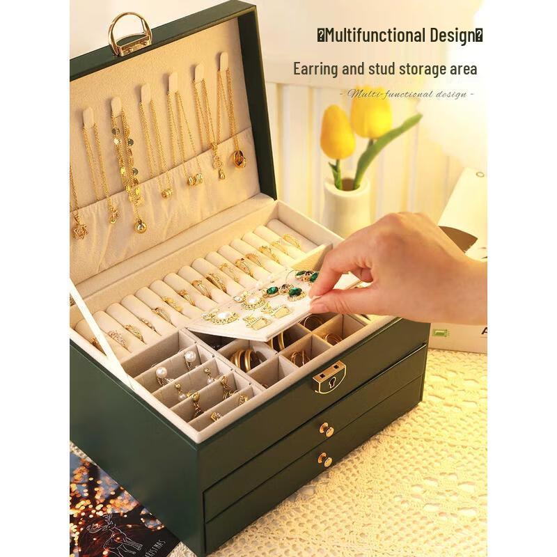 HANDUNYOU Light Luxury Large Capacity Jewelry Box