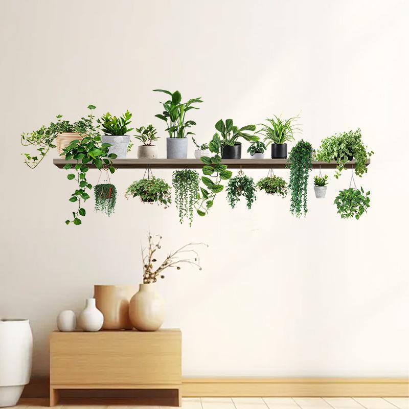 DIY Topfpflanzen Efeublätter Grünpflanze Schmetterling Wandaufkleber Selbstklebend für Mietwohnung Küche Wohnzimmer Wand Neujahrsdekoration