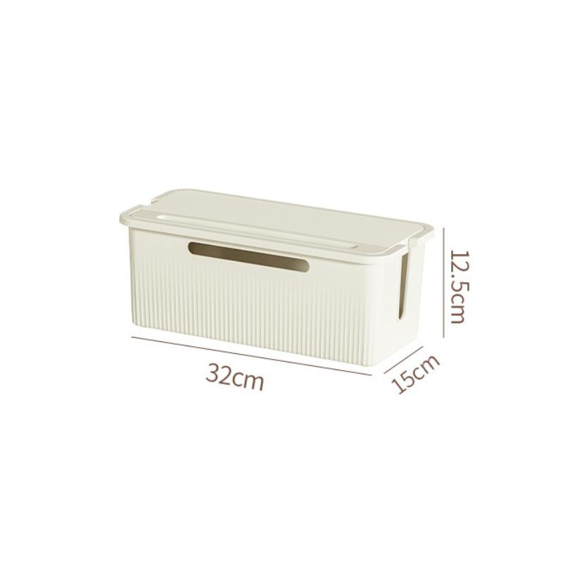 Cable Storage Box Desktop Charging Data Cable Storage Device Plug Socket Cable Management Device Black White Storage Organizer