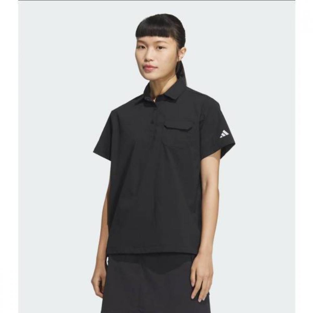 

AdidaS Golf Women S Woven Short Sleeve Polo Shirt Ik3062 blacks/XS