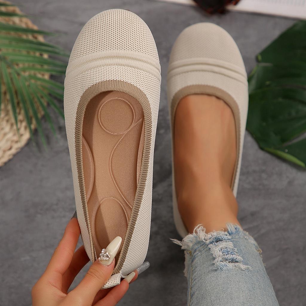 Fashion Women Shoes Large Size Spring New Knitted Flat Shoes Ladies Round Head Shallow Mouth Breathable Casual Comfortable Women Shoes