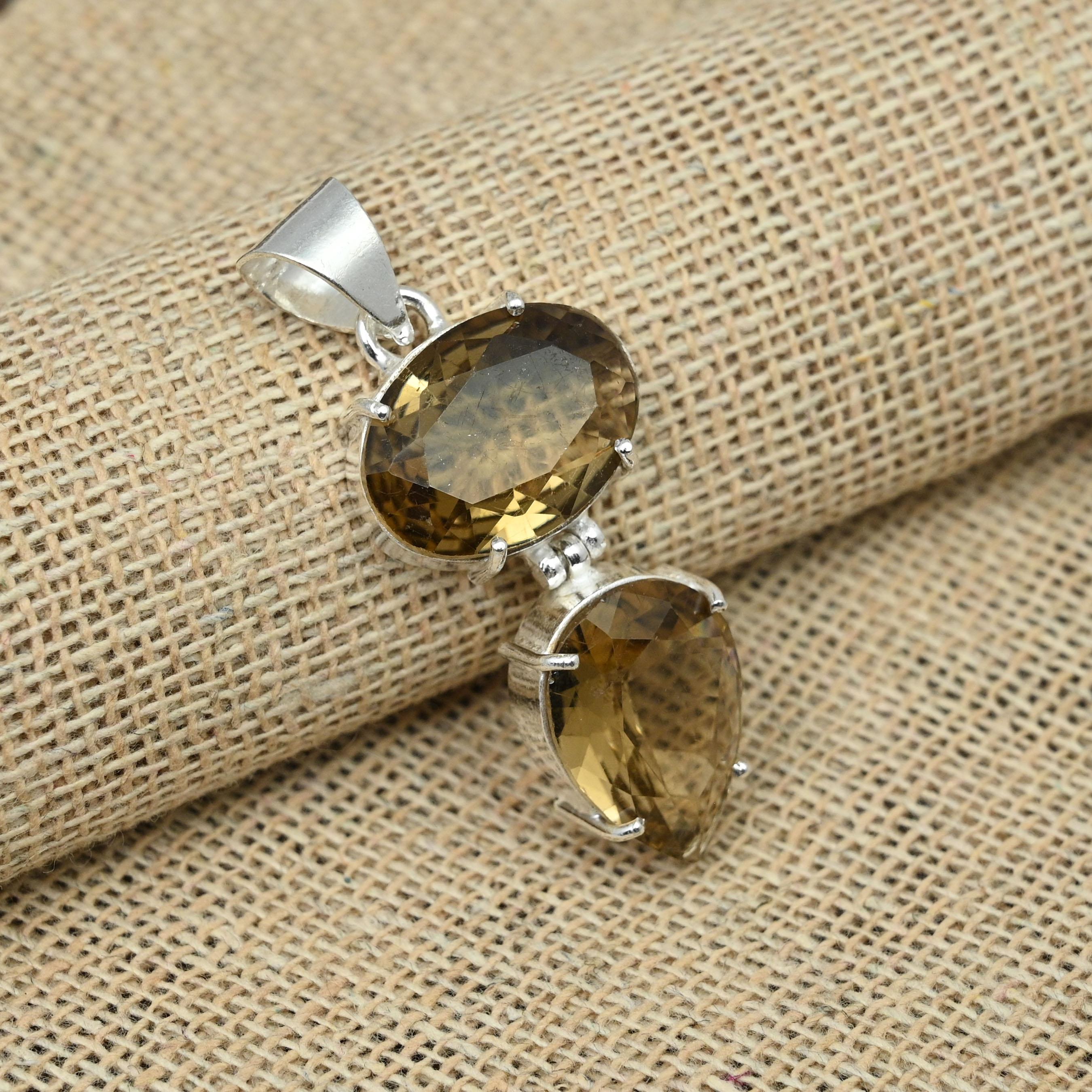 

Цитрин Драгоценный камень Стерлинговое серебро 925 пробы Подвеска ручной работы Ювелирные изделия Свадебный подарок 1.92 Inches жёлтый