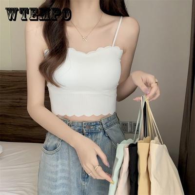 Women's Suspender Vest with Breast Pad New Style Short Bottom Anti-light Bra Top