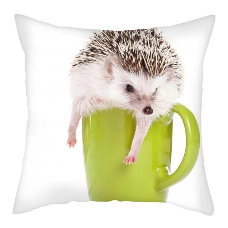 Hedgehog Printed Polyester Pillow Cover Cushion Cover Animal Decorative Throw Pillowcase For Home Sofa Decorative 45X45Cm