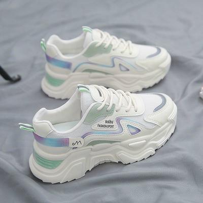Women's Shoes Spring and Autumn New Thick-soled High-matching Board Shoes Mesh Breathable Dad Shoes Casual Sports Women's Shoes