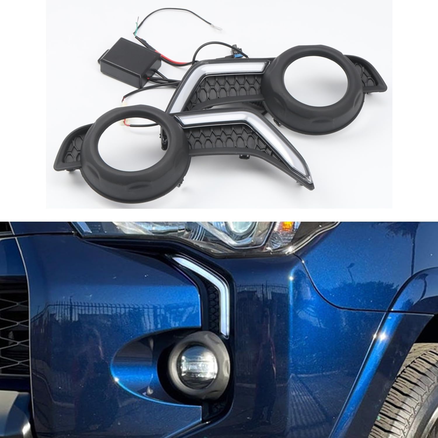 

for Toyota 4Runner 2014-2024 Car Accessories LED Lights Spot Driving Lamp DRL Pair Fog Light Daytime Running Light DRL Fang Light 1 Set (Amber) белый