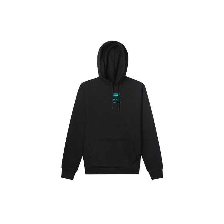 Levis Solid Logo Print Drawstring Hoodie Men hoodies Black 38479-0061