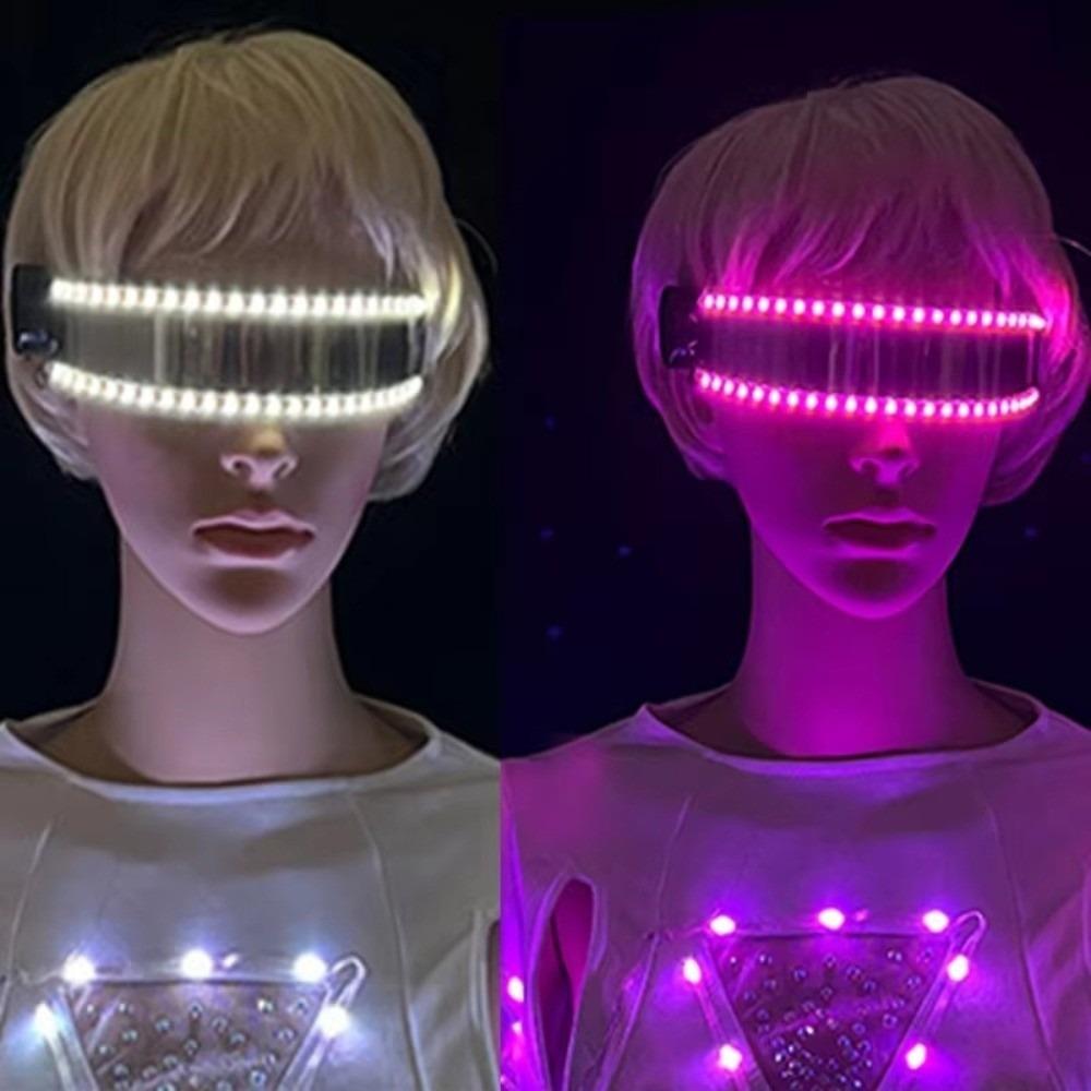 Flashing Lights Light Up Glasses Cyberpunk Style Luminous Eyewear EDM Music Show