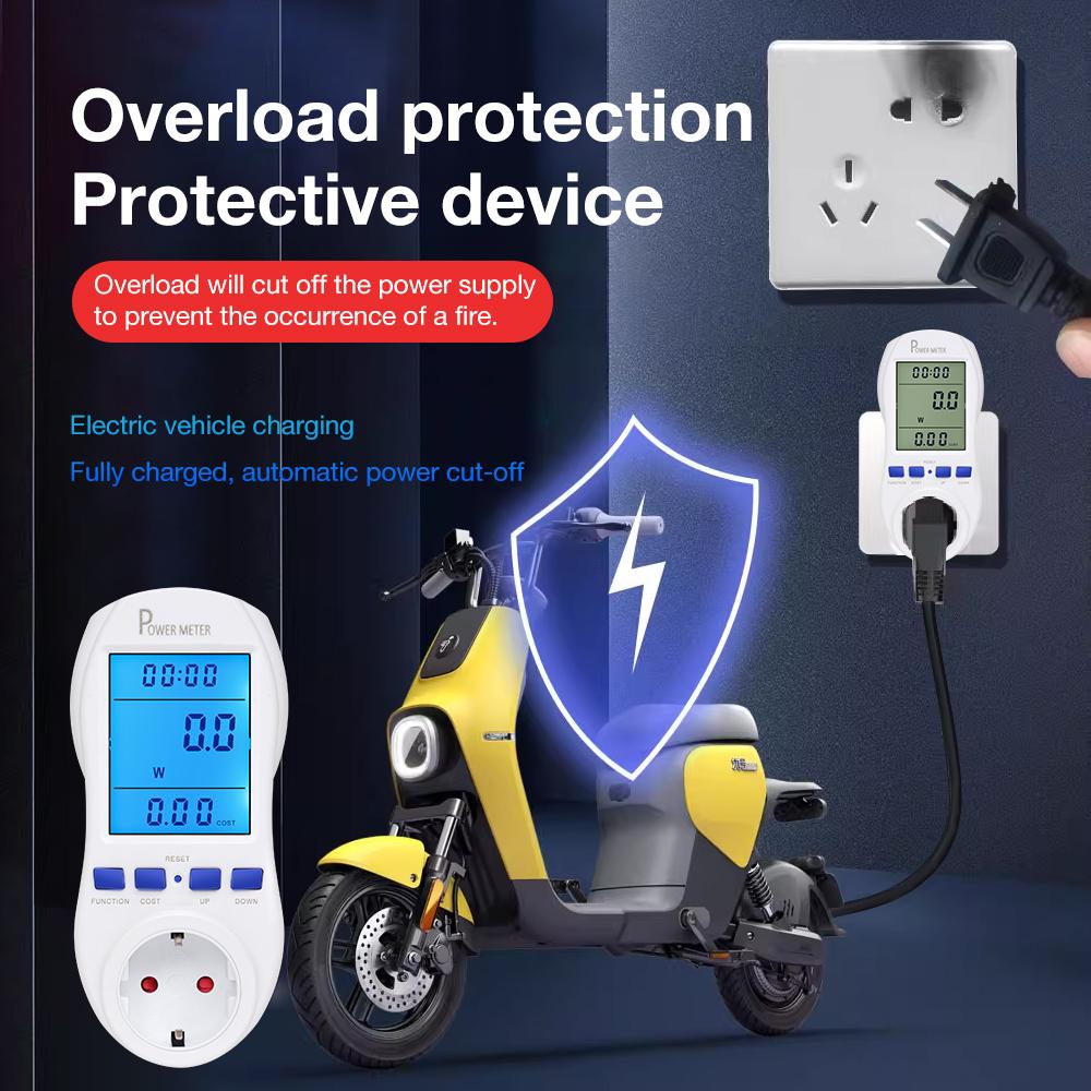 Digital Power Meter Wattmeter Socket Wattage Kwh Energy Meter Kwh Energy Measuring Outlet Overload Protection 7 Display Models