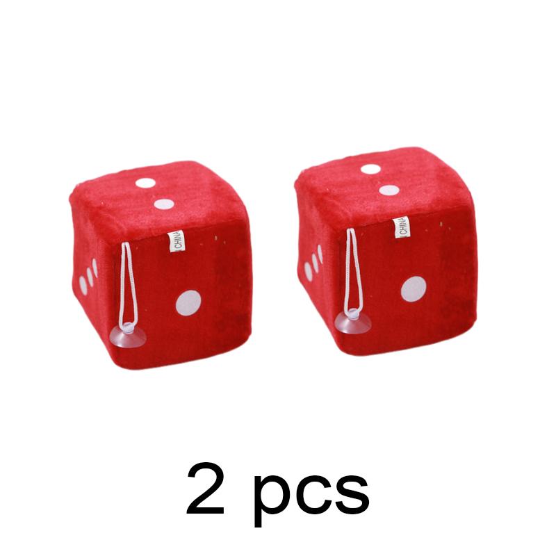 2x Car Dice Ornament Rearview Mirror Hanging Ornaments Car Styling Plush Fuzzy Dice Decoration Auto Interior Accessories Pendant