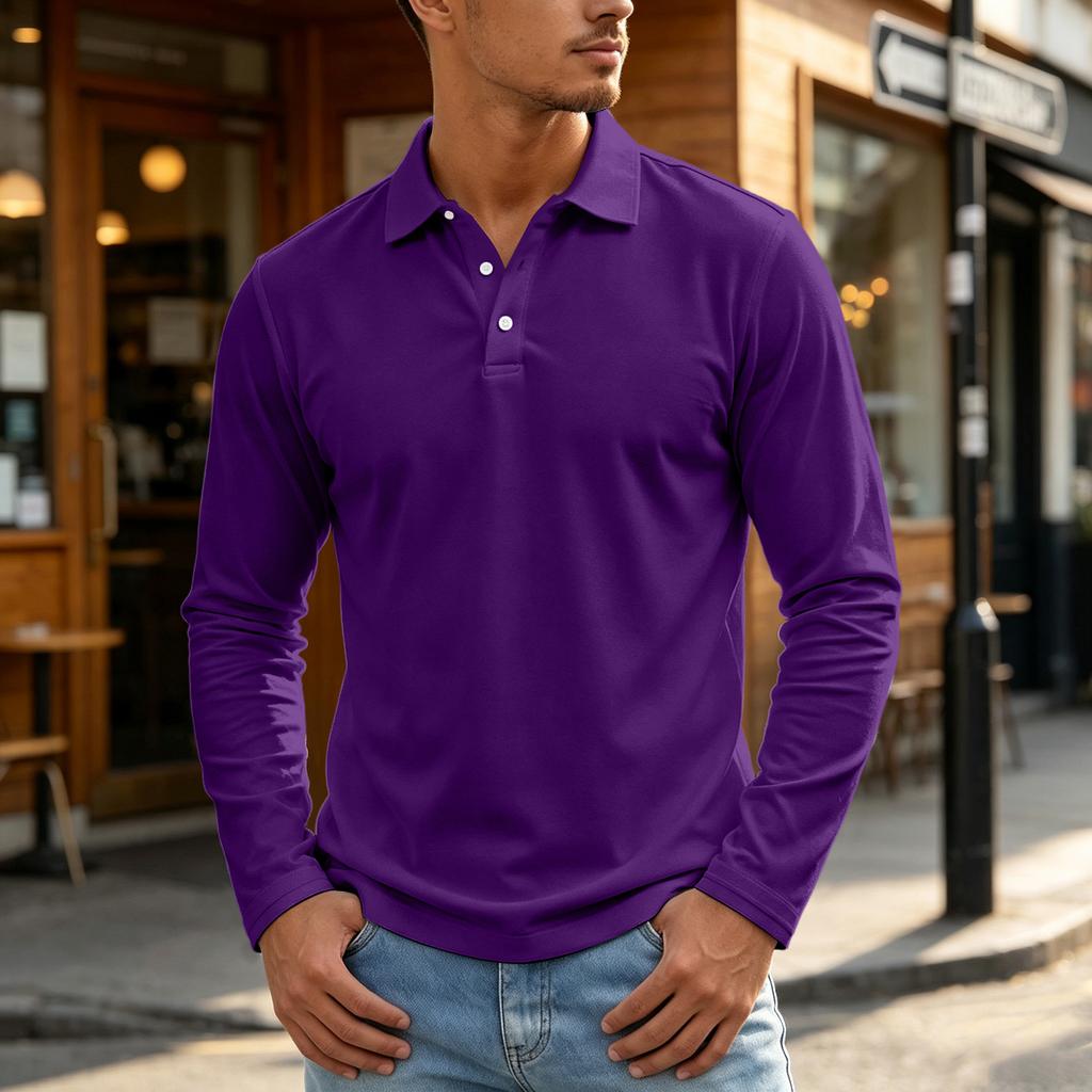 Men's Color Long Sleeve Shirt for Outdoor Casual Wear