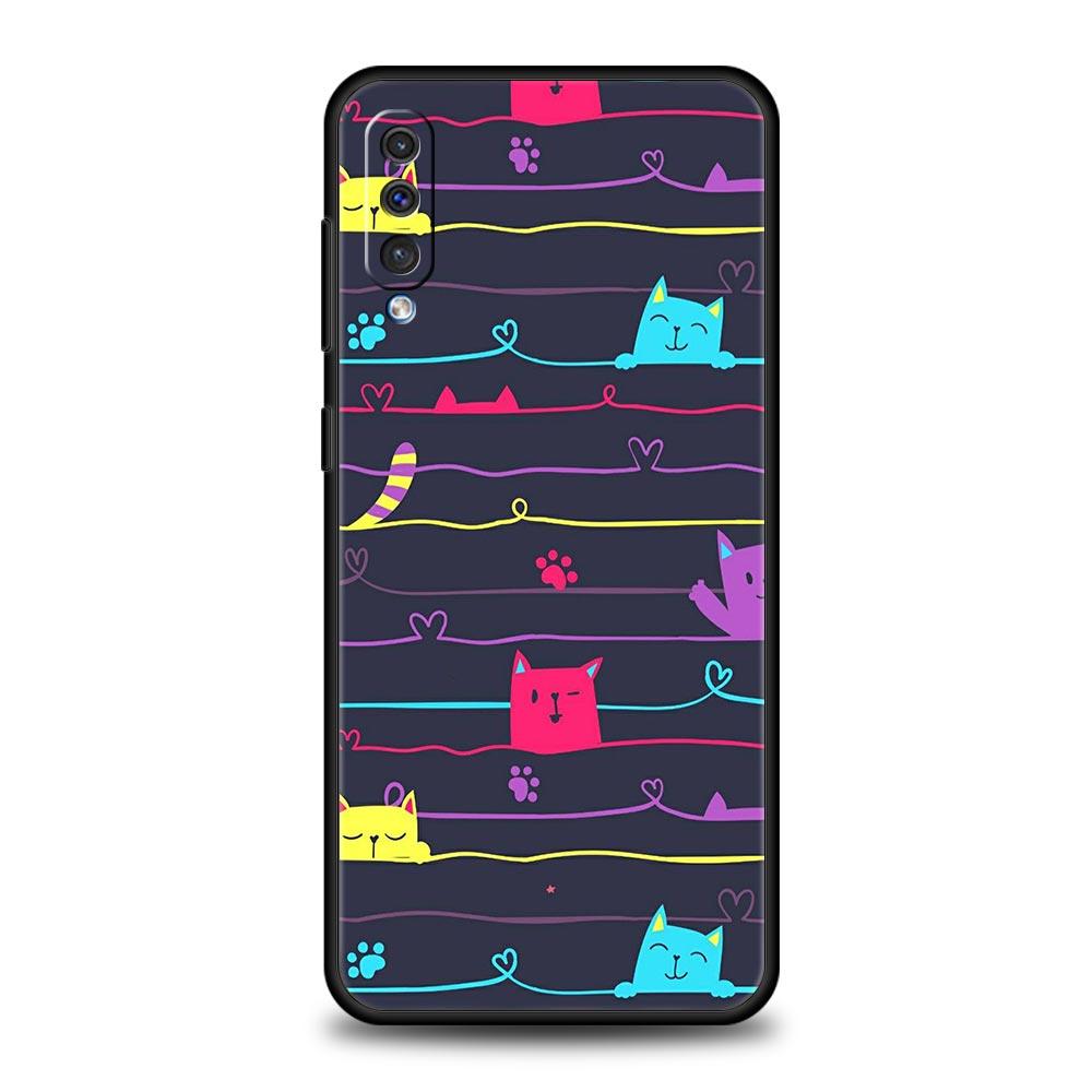 Abstract Creative Cat Line Pattern Phone Case for Samsung Galaxy A56 A36 A26 A16 A34 A24 A42 A22 A20 A12 A40 A10 Soft TPU Cover