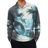 Men's Casual Retro Small V-neck Long-sleeved Top