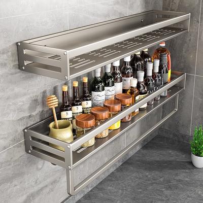 Kitchen Punch-free Wall-mounted Shelf Seasoning Space Aluminum Multi-functional Storage