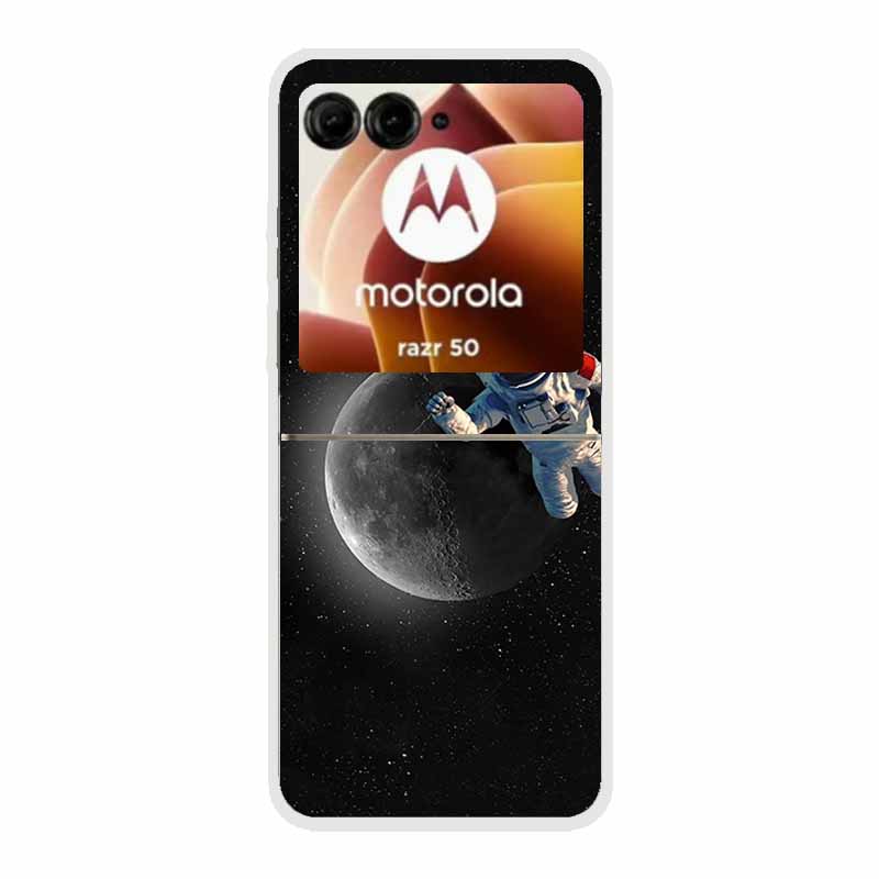 For Moto Razr 50 Case Clear Plastic Hard Painted Space Transparent Phone Covers for Motorola Razr 60 50 Coque Razr 2024 PC Cases