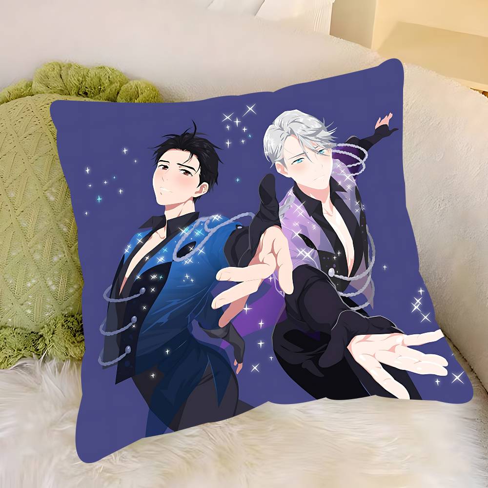 

Anime Y-Yuri On Ice Pillow Case Removable Washable Cushion Cover – All-Season Soft Linen 12x12Inch