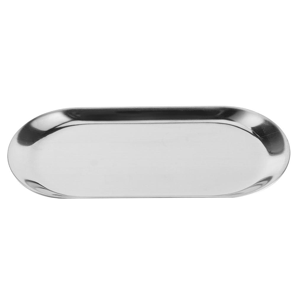 

5pcs Stainless Steel Oval Shaped Towel Tray Cosmetics Jewelry Storage Tray Dish Plate Organizer Type 1