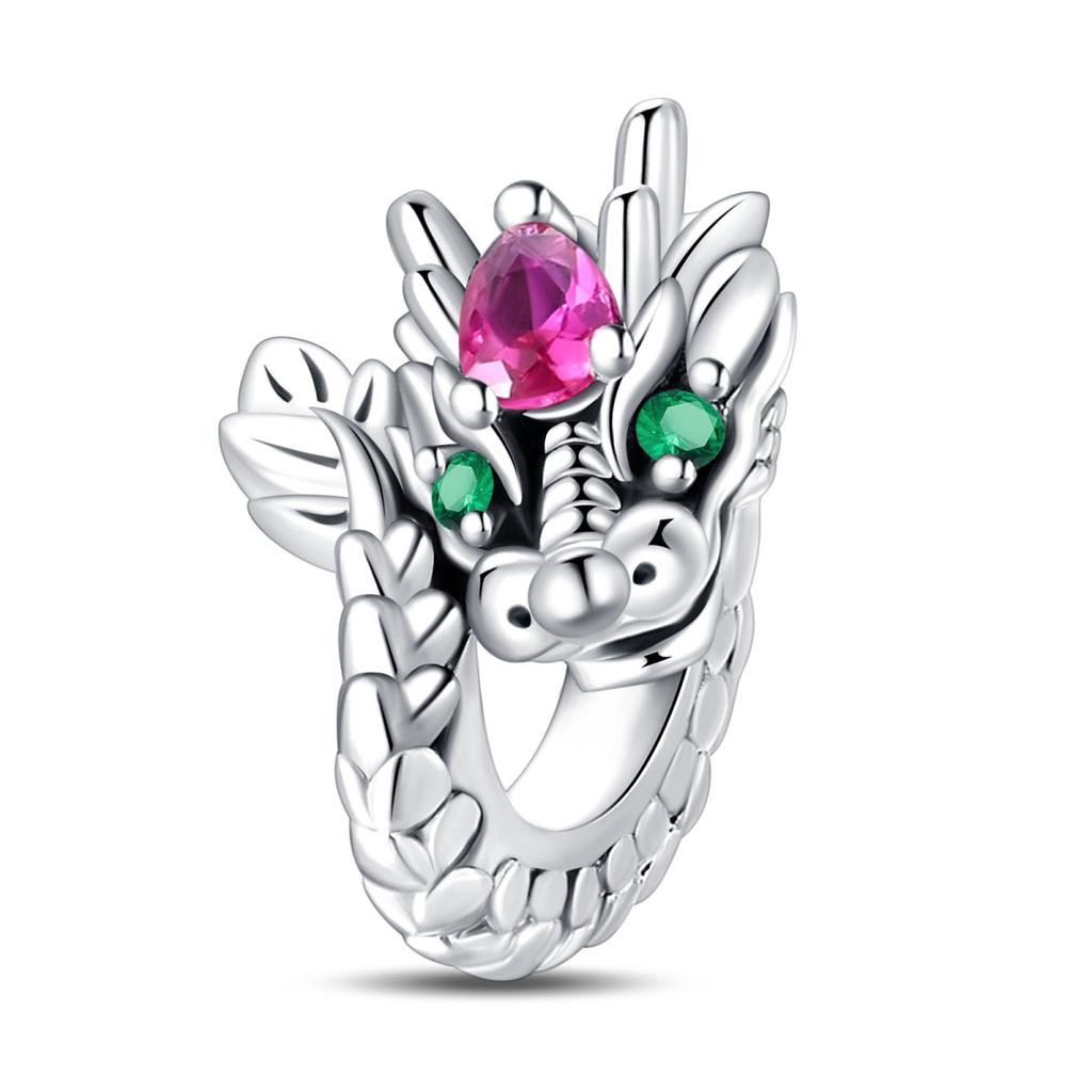 Heißer Verkauf 925 Sterlingsilber Kupfer Bunt & Schwarz Kleiner Drache Anhänger Charm Passt Armband Reizende Zirkonia Accessoires Geschenke