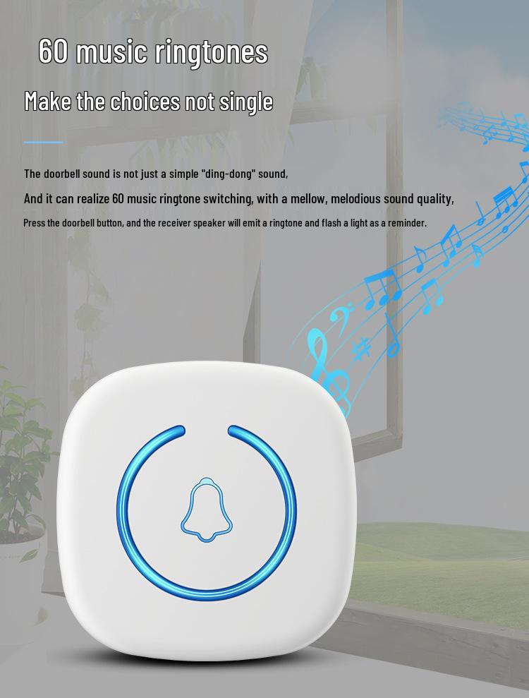 Wireless Long-Distance Doorbell for Villas - One-to-Three Indoor Call Bell with Large Button for Elderly.