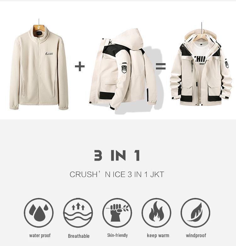 2023 European Winter Plus Size Waterproof Windproof Hooded Outdoor Two-piece Climbing Set