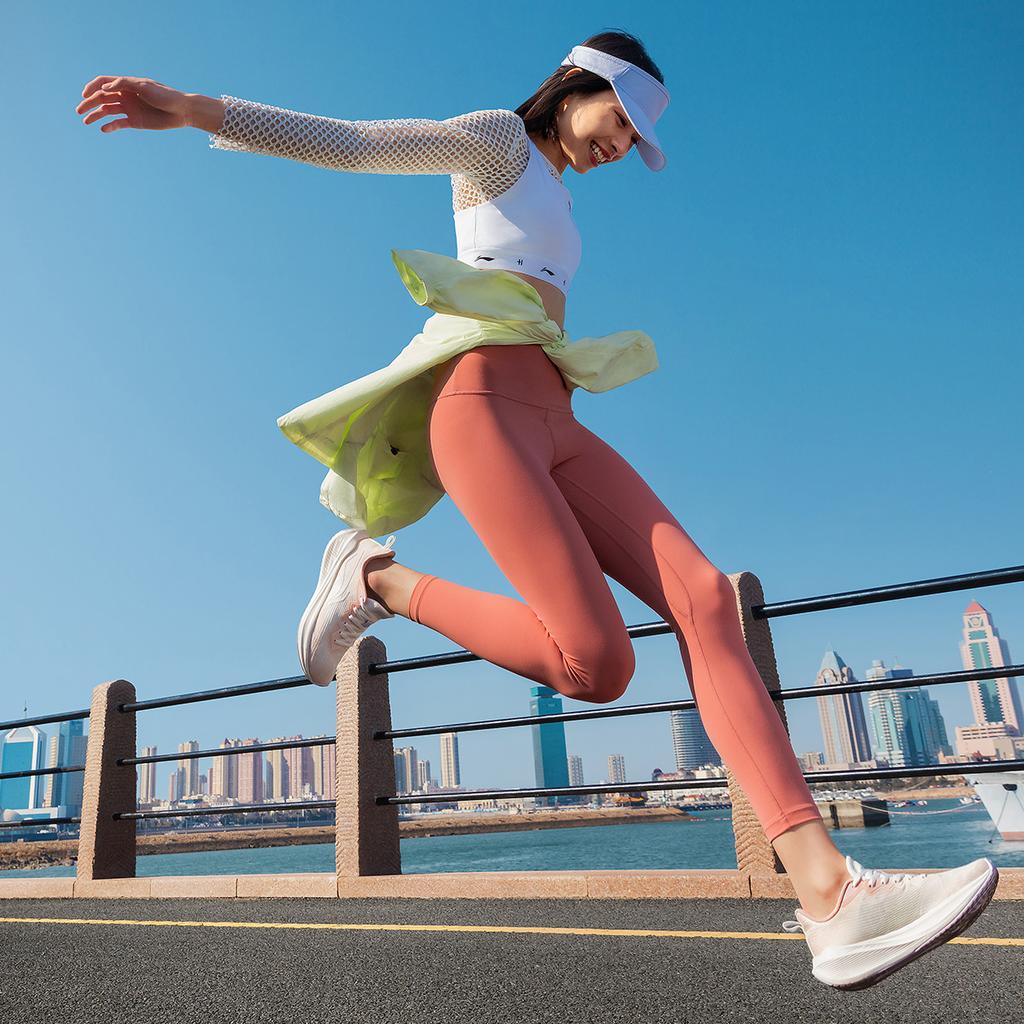 Li Ning Wuyue Slip Resistant, Abrasion Resistant, Breathable Low top Casual Running Shoes Women's White Pink ARST004-1