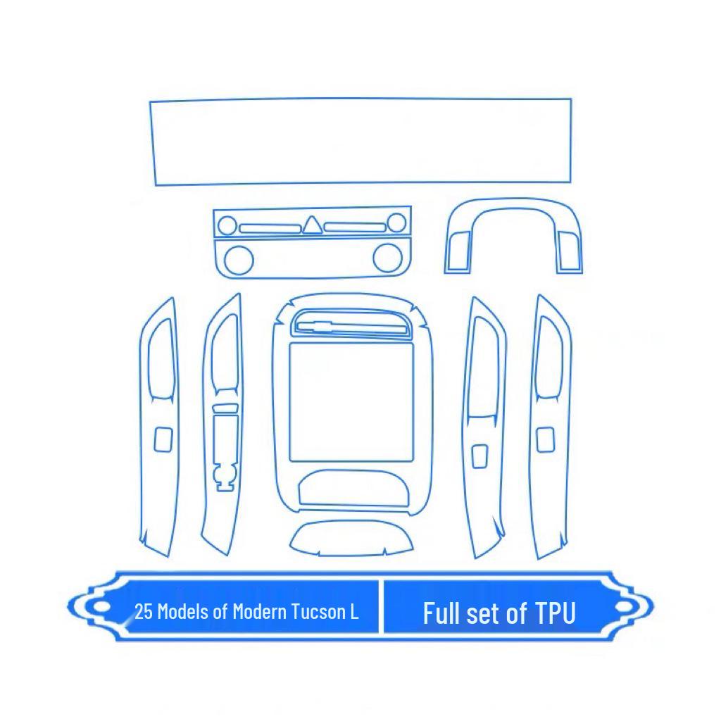 Compatible with 25 Hyundai Tucson L Models: Center Console, Air Conditioning, Interior Protection Film, and Navigation Screen Decor.